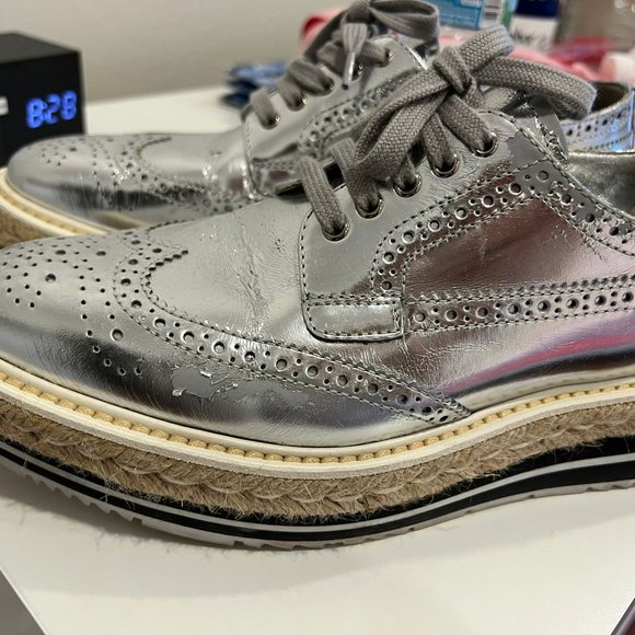 Prada Silver Platform Sneakers - Picture 5 of 7
